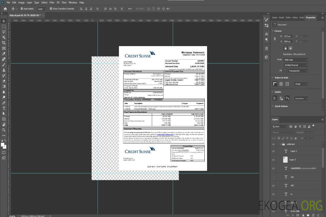 Relevé hypothécaire du Credit Suisse au format Word et PDF template Relevé hypothécaire du Credit Suisse au format Word et PDF template
